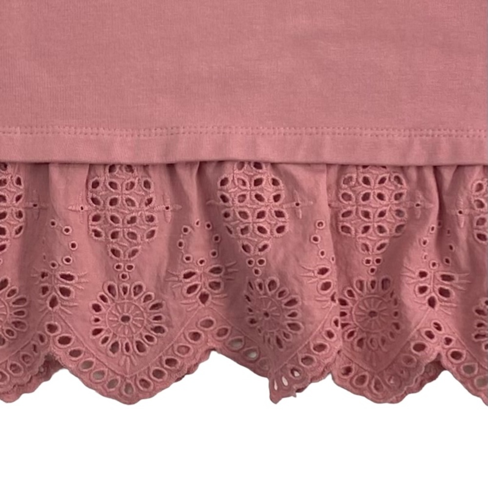 Talbots Women’s Dusty Rose Pink Long-Sleeve Top, Lace Eyelet Ruffle Trim, Size L - Picture 7 of 11